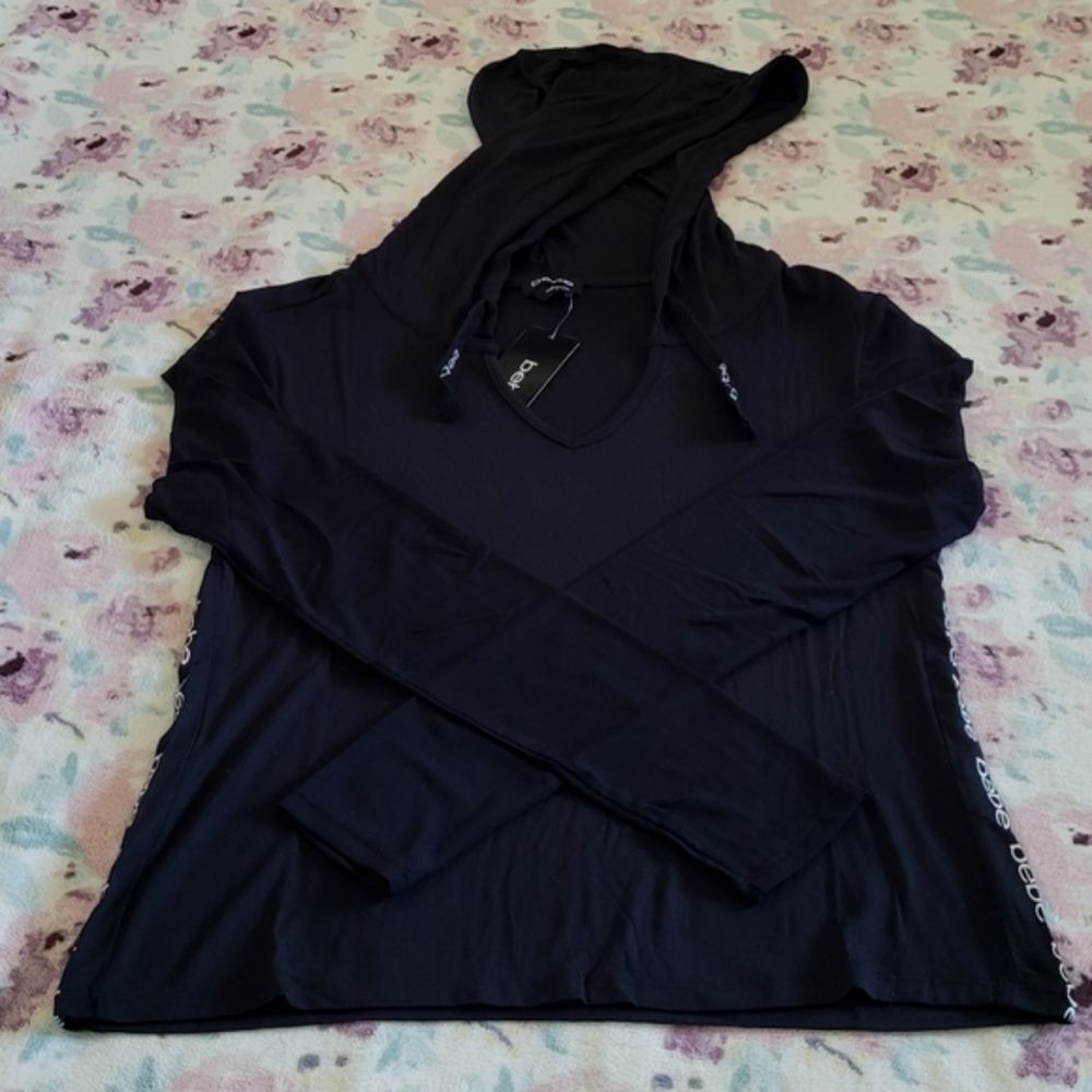bebe Black🖤 Mini Logo Tape Lightweight Hoodie - NWT - Picture 14 of 16